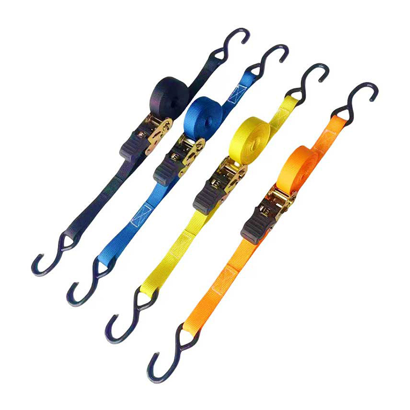 1'' X 15' Flerfarvet tommelfingerhåndtag skralderem med vinylbelagte S-kroge